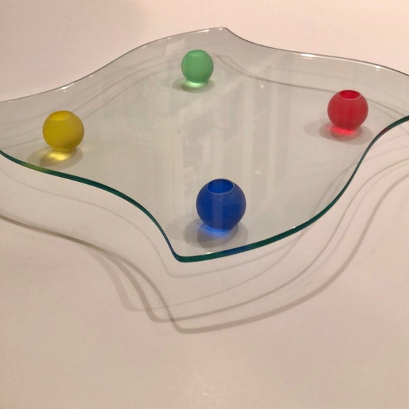 Modern Glass Footed Serving Platter/Cheese Board - Picture 4 of 8